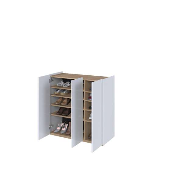 Skap Easy 95x95 cm - hvit - eik - 4 dører