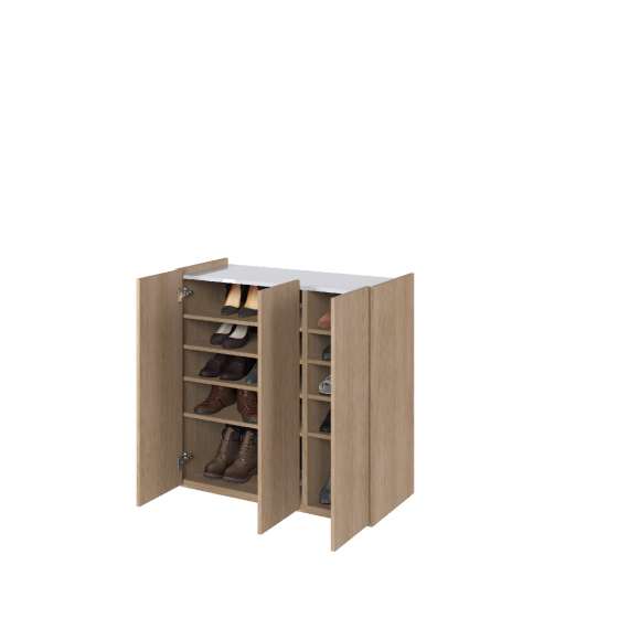 Skap Easy 95x95 cm - eik - hvit - 4 dører