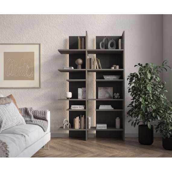 Reol Fitt 120x197 cm - grå - LED lys - høyre