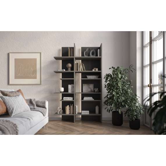 Reol Fitt 120x197 cm - grå - LED lys - høyre