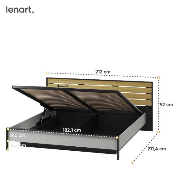 Seng Gris 180x200 - med oppbevaringsplass