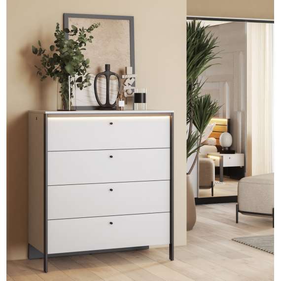 Kommode Gris 101x115 - grå - 4 skuffer