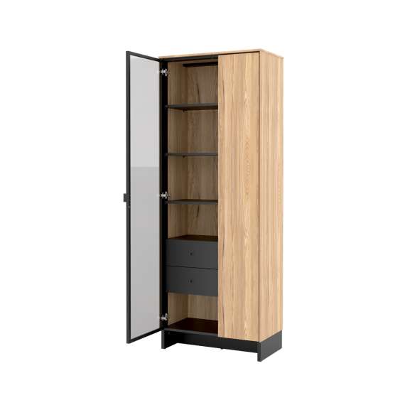 Vitrineskap Nomad 73x196 cm - ask - sort