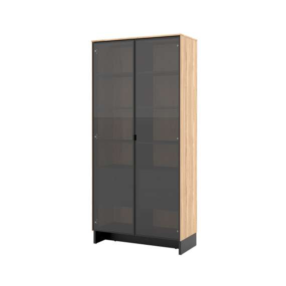 Vitrineskap Nomad 92x196 cm - ask - sort