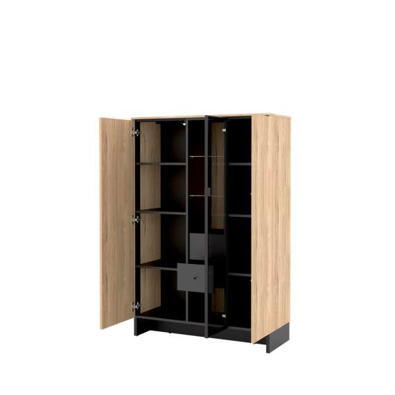 Vitrineskap Nomad 102x152 cm - ask - sort