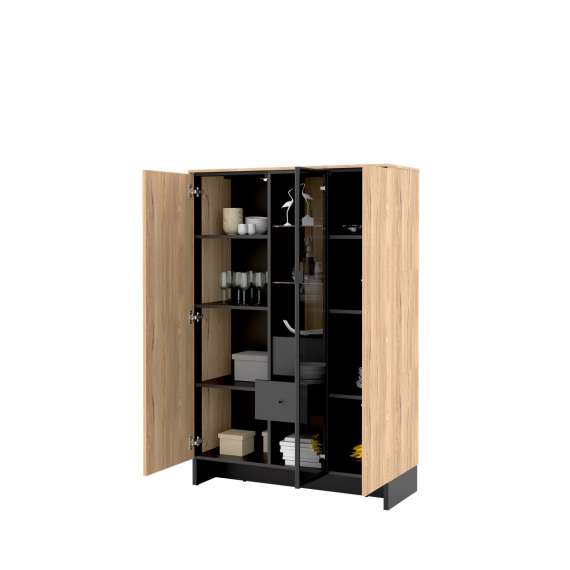 Vitrineskap Nomad 102x152 cm - ask - sort