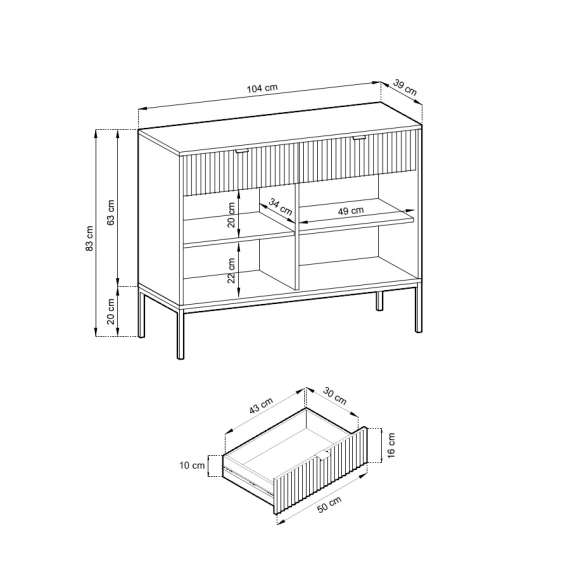 Skjenk Nova 104x83 cm - cashmere matt - spiler