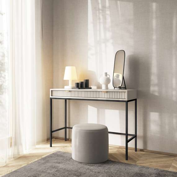 Sminkebord Nova 104 cm - cashmere - riller - 2 skuffer