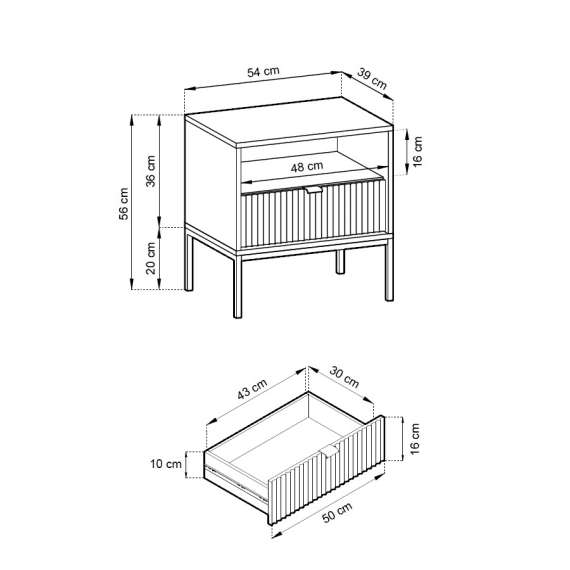 Nattbord Nova 54x56 cm - cashmere - med skuff
