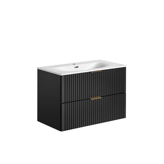 Servantskap Adel 80 cm - sort - 2 skuffer