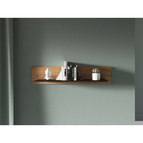 Hylle Urso 110x24 cm - eik craft - svart matt - vegghengt