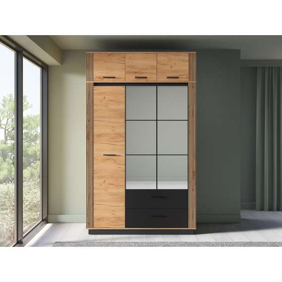 Overskap Urso 150x40 cm - 3 dører - eik craft gold - svart matt