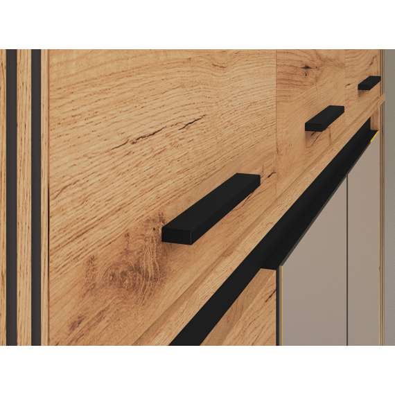 Overskap Urso 150x40 cm - 3 dører - eik craft gold - svart matt