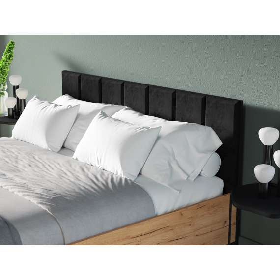 Seng  Urso 160x200 cm - eik craft gold - svart matt - oppbevaringspalss