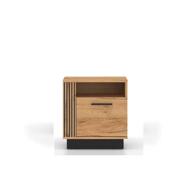 Nattbord Urso 50x55 cm - 1 dør - eik craft gold - svart matt