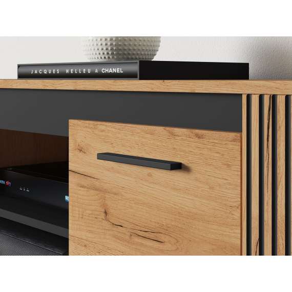 Tv-benk Urso 150x55 cm - 2 dører - eik craft gold - svart matt