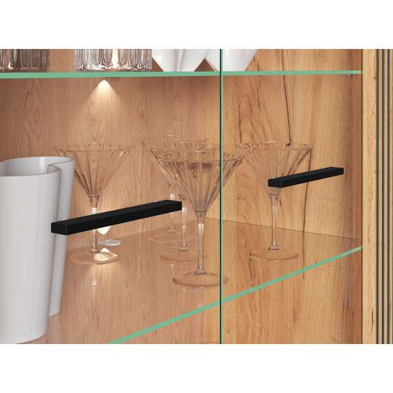 Vitrineskap Urso 92x141 cm - 2 dører - eik craft gold - svart matt