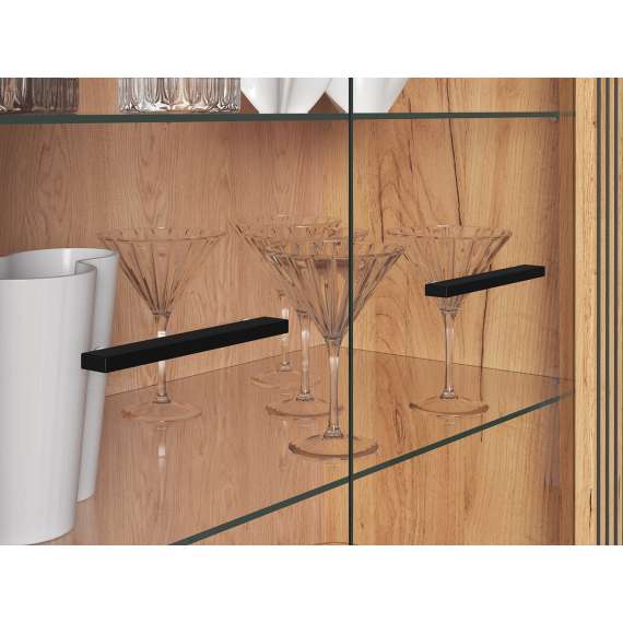 Vitrineskap Urso 92x141 cm - 2 dører - eik craft gold - svart matt