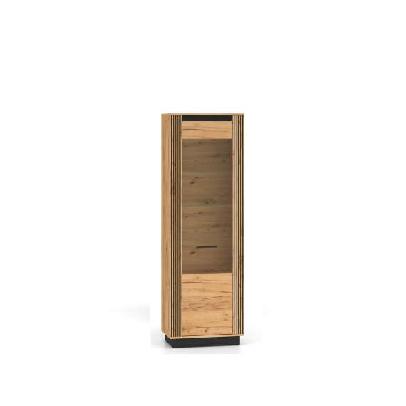 Vitrineskap Urso 65x200 cm - 1 dør - eik craft gold - svart matt