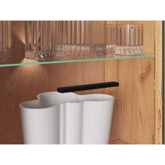 Vitrineskap Urso 65x200 cm - 1 dør - eik craft gold - svart matt