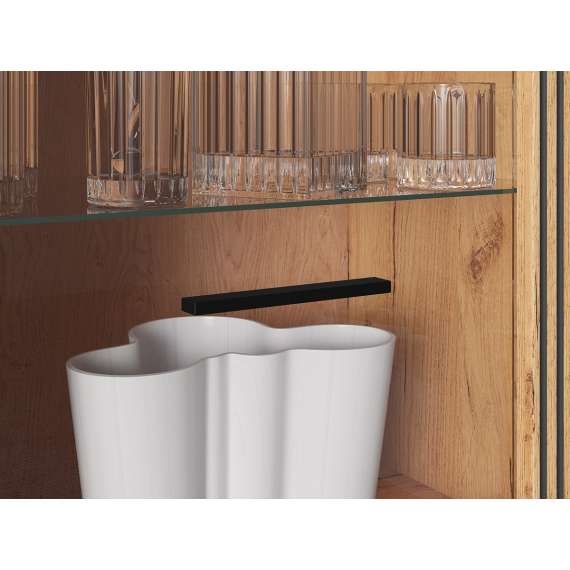 Vitrineskap Urso 65x200 cm - 1 dør - eik craft gold - svart matt