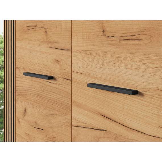 Garderobeskap Urso 92x200 cm - 2 dører - eik craft gold - svart matt