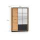 Garderobeskap Urso 150x210 cm - 3 dører - 2 skuffer - eik craft gold - svart matt - speil