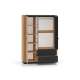 Garderobeskap Urso 150x210 cm - 3 dører - 2 skuffer - eik craft gold - svart matt - speil