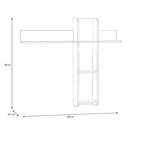 Hylle Wardiol 160x140 cm - hvit matt - eik artisan - vegghengt