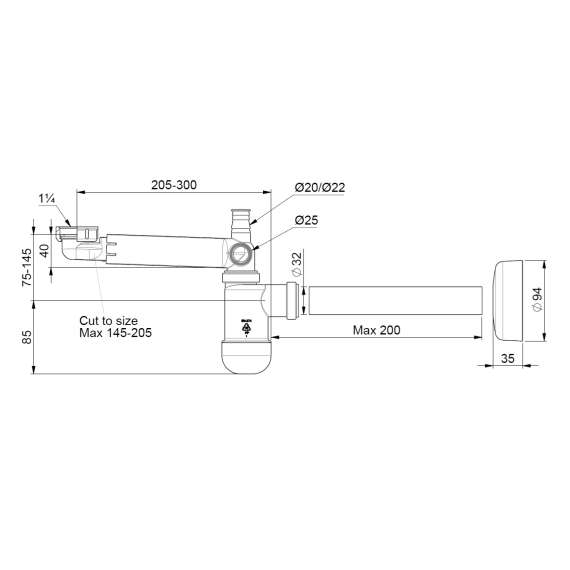 Vannlås PRELOC 330 - hvit - uten bunnventil