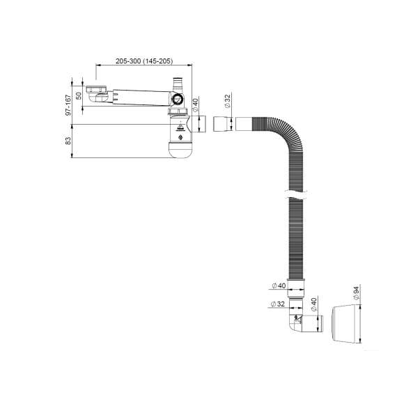 Vannlås PRELOC 320 - hvit - uten bunnventil