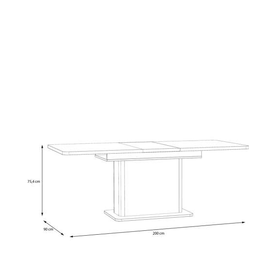 Spisebord Wardiol 160-200x90  cm - hvit matt - eik artisan