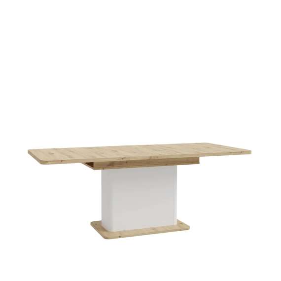 Spisebord Wardiol 160-200x90  cm - hvit matt - eik artisan