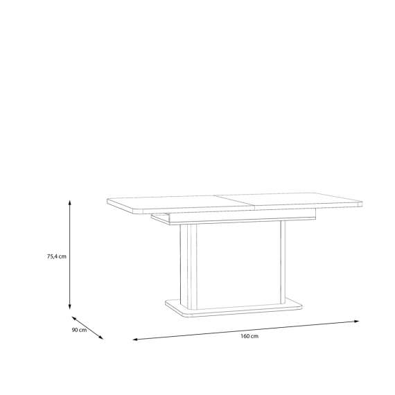 Spisebord Wardiol 160-200x90  cm - hvit matt - eik artisan