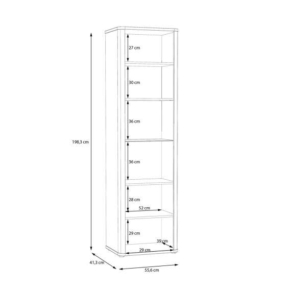 Vitrineskap Wardiol 110x138 cm - 1 dør - hvit matt - eik artisan