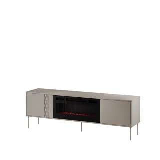 Tv-benk Tresse 180x55 - cashmere - 2 dører - elektrisk peis