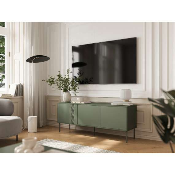 Tv-benk Tresse 150x55 - grønn - 3 dører