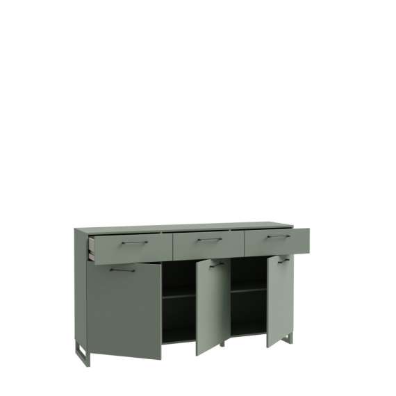 Skjenk Silba 164x93 cm - 3 dører - 3 skuffer - salvie grønn