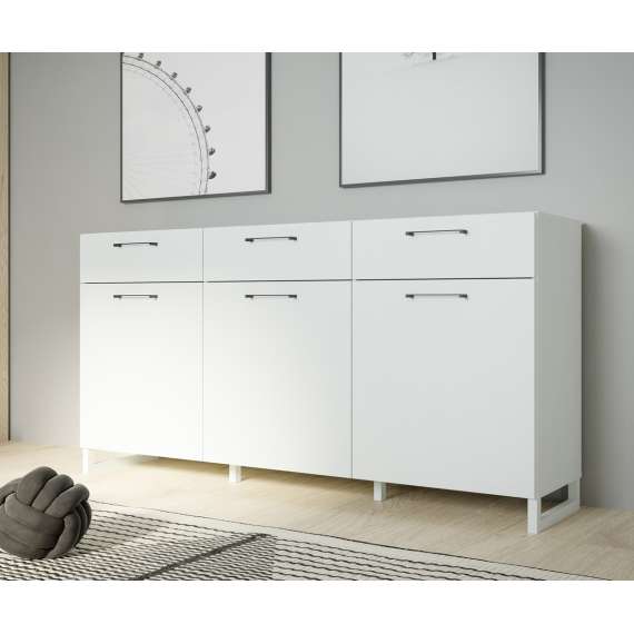 Skjenk Silba 164x93 cm - 3 dører - 3 skuffer - secret grey