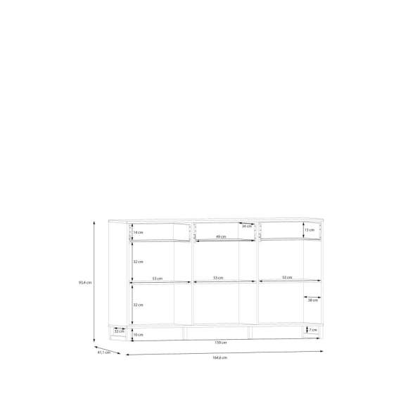 Skjenk Silba 164x93 cm - 3 dører - 3 skuffer - secret grey