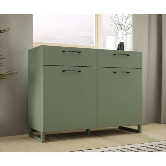 Skjenk Silba 110x93 cm - 2 dører - 2 skuffer - salvie grønn