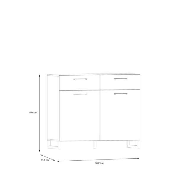 Skjenk Silba 110x93 cm - 2 dører - 2 skuffer - secret grey