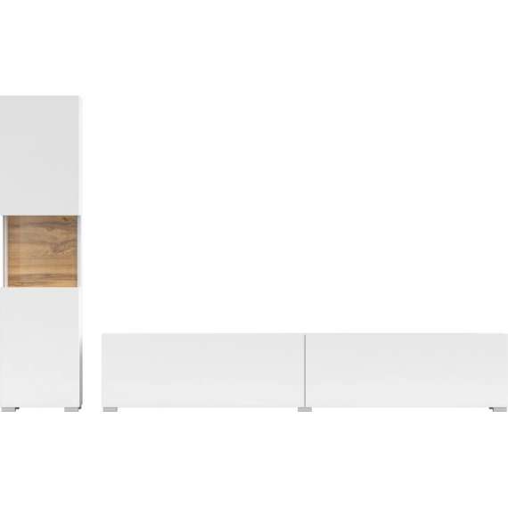 Tv-seksjon Ava 216x140 cm - Hvit - Veggmontert