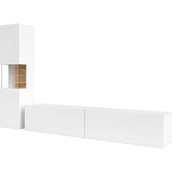 Tv-seksjon Ava 216x140 cm - Hvit - Veggmontert