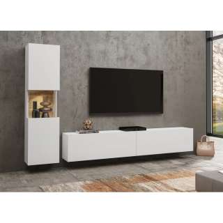 Tv-seksjon Ava 216x140 cm - Hvit - Veggmontert