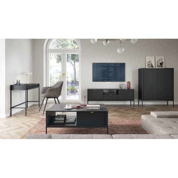 Stuebord Nova 104x46 cm - Svart matt - Spiler - med skuff