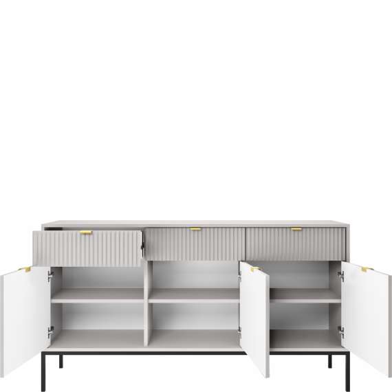 Skjenk Nova 154x83 cm - Grå matt - Spiler - 3 dører - 3 skuffer