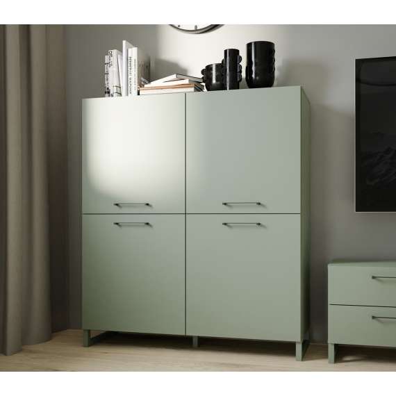 Skjenk Silba 110x138 cm - 4 dører - salvie grønn