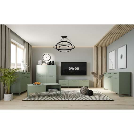 Skjenk Silba 110x138 cm - 4 dører - salvie grønn