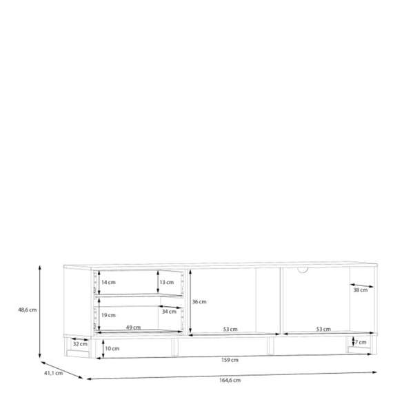 Tv-benk Silba 165x49 cm - 2 dører - 2 skuffer - secret grey